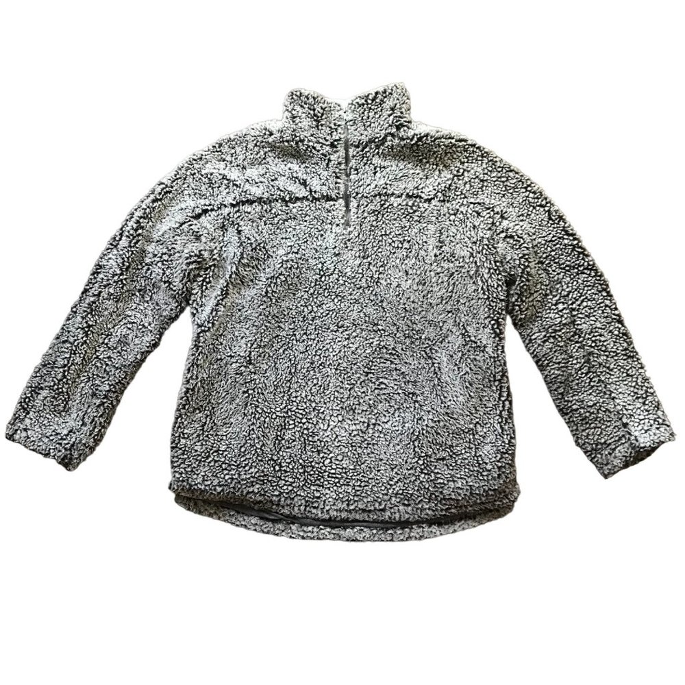 Thread + Supply Charcoal Gray Oversized Sherpa Quarter Zip Pullover Womens Small